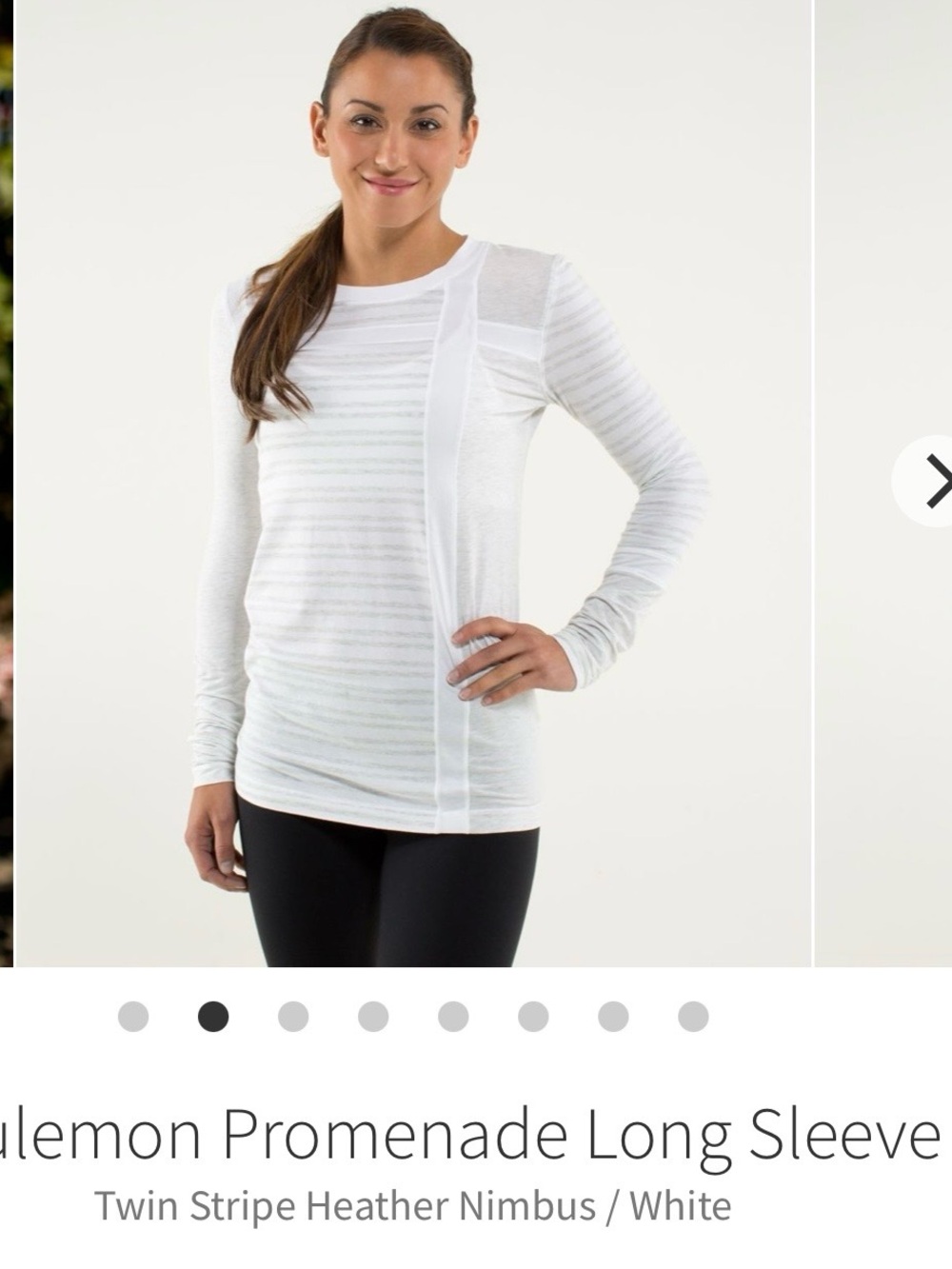 lululemon athletica White Twin-Stripe Long Sleeve Crew Sz10